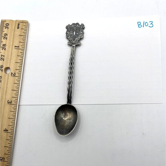 Vintage Silver Souvenir Spoon With Eagle Crest & Braided Handle B103 - Picture 4 of 4